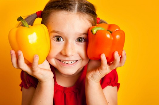Girl-Child-Yellow-Orange-Bell-Peppers